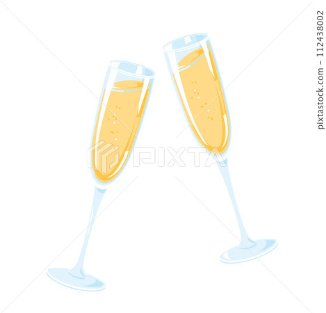two glasses of champagne color vector illustration 112438002