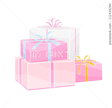 pink gift boxes with ribbon bow pink gift boxes with ribbon bow 112438294