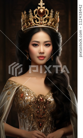 Asian girl beauty queen, beautiful girl in crown close-up Asian girl beauty queen, beautiful girl in crown close-up 112438442