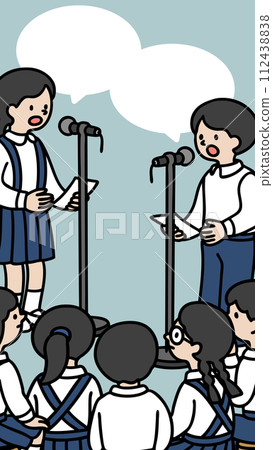 Vector illustration of students having a debate 112438838