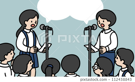 Vector illustration of students having a debate 112438843