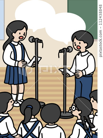Vector illustration of students debating in the classroom 112438848