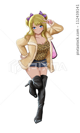 Gal風格的女孩微笑 112439141