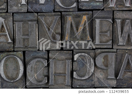 movable type alphabet set. 112439655