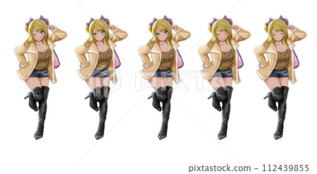 Gal style girl facial expression collection Gal style girl facial expression collection 112439855