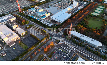 Aerial drone shot of industrial area Aerial drone shot of industrial area 112440037