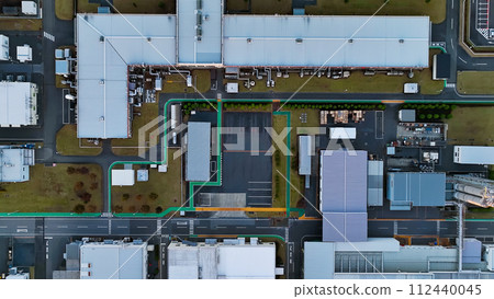 Aerial drone shot of industrial area 112440045