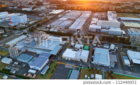 Aerial drone shot of industrial area Aerial drone shot of industrial area 112440051