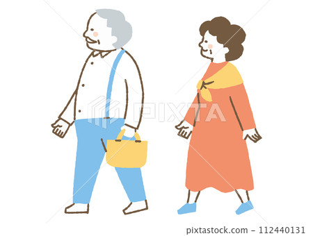 拿著手提包的老男人老女人_color 112440131