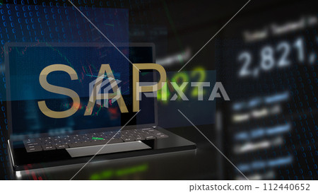 The Sap on notebook for technology concept 3d rendering. 112440652