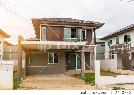 construction residential new house in progress at building site 112440780