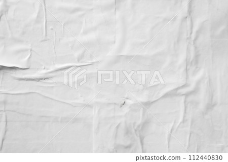 white crumpled and creased paper poster texture background 112440830