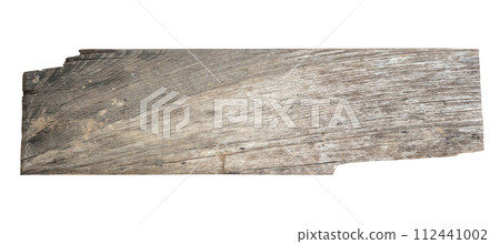 Old wooden sign board isolated on white background 112441002