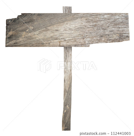 Old wooden sign isolated on white background 112441003