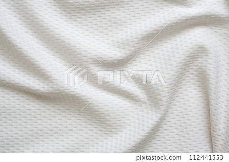 White sports clothing fabric football shirt jersey texture background 112441553