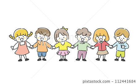 Illustration of children holding hands 112441684