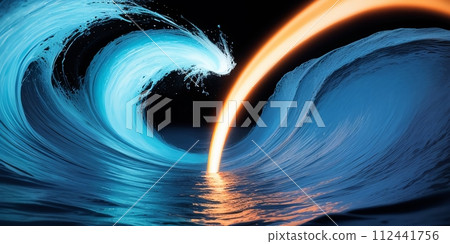 Wave, tsunami, neon, emerald green, generative ai Wave, tsunami, neon, emerald green, generative ai 112441756