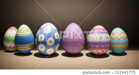 Many patterned easter eggs, generative ai 112441775