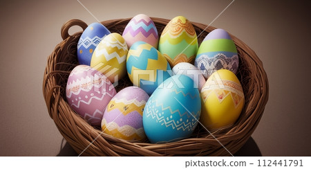 多圖案的復活節彩蛋，生成ai 112441791