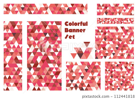 Banner set _ triangle mosaic _ pink Banner set _ triangle mosaic _ pink 112441818