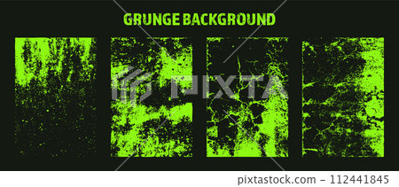 Grunge overlay texture. Old dirty concrete background with cracks and scratches. Distressed grainy surface. Vintage urban backdrop. Scraped and stained design element. Vector illustration 112441845