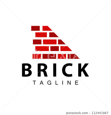 Abstract design simple red brick logo vector building material template illustration 112441867