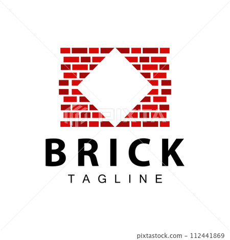 Abstract design simple red brick logo vector building material template illustration 112441869