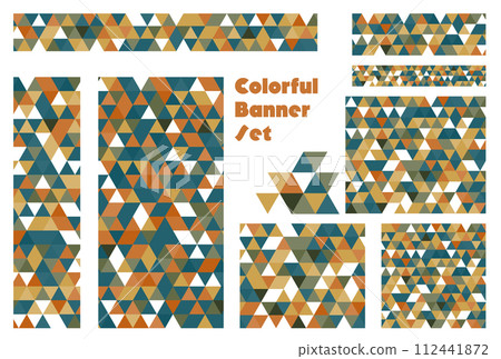 Banner set_triangle mosaic_colorful 112441872