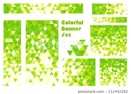 橫幅集_三角形馬賽克_綠色 橫幅集_三角形馬賽克_綠色 112442262