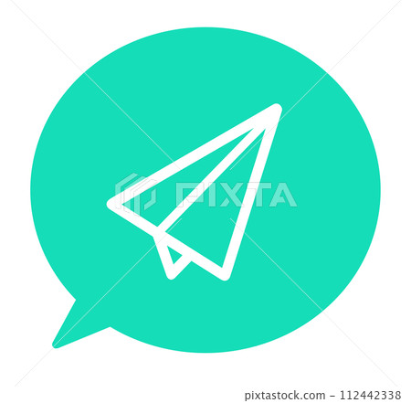 Simple green paper airplane and speech bubble Simple green paper airplane and speech bubble 112442338