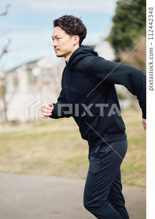 Men jogging Men jogging 112442348