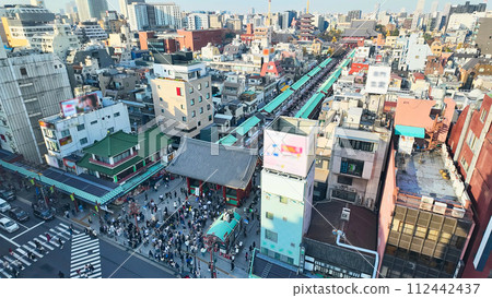 Aerial view of Asakusa Kaminarimon Aerial view of Asakusa Kaminarimon 112442437