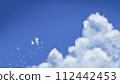 插畫素材：清爽藍天漂浮的大雷雲-尺寸16:9 112442453