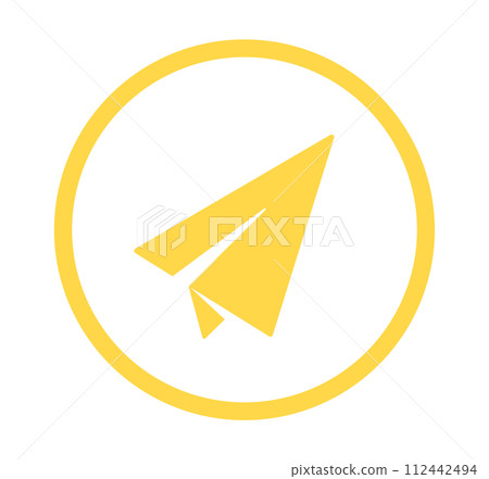 Simple yellow paper airplane icon Simple yellow paper airplane icon 112442494