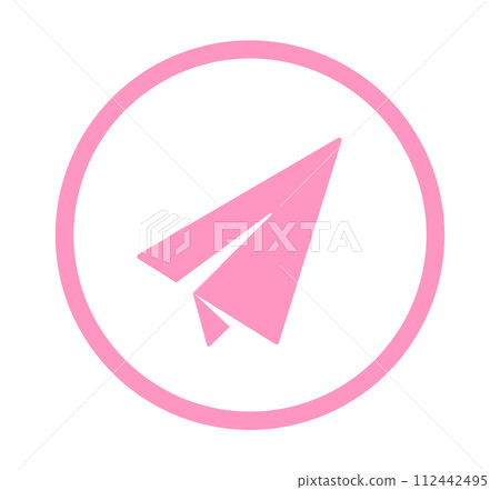 簡單的粉紅紙飛機圖標 112442495