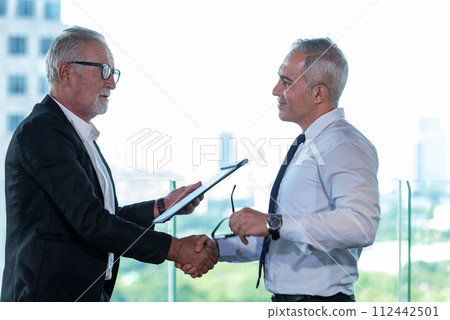 Business partner executive businessman joining and stack hand together for start up new Project  112442501