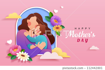 Lovely paper art Mothers Day card Lovely paper art Mothers Day card 112442801