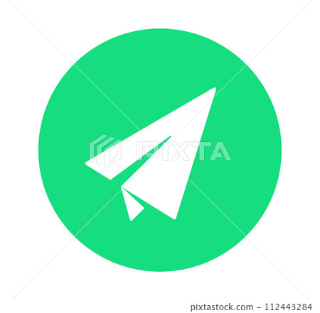 simple green paper airplane icon 112443284