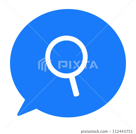 A simple blue search mark and speech bubble A simple blue search mark and speech bubble 112443751