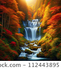 Valley dyed in autumn leaves 112443895