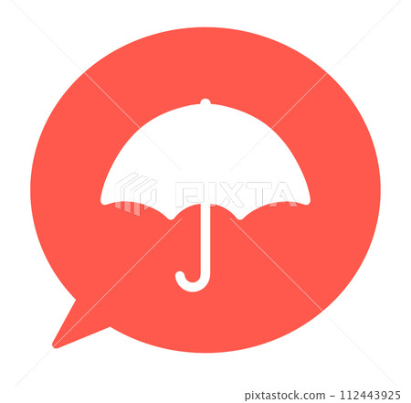 Simple red umbrella mark and speech bubble 112443925