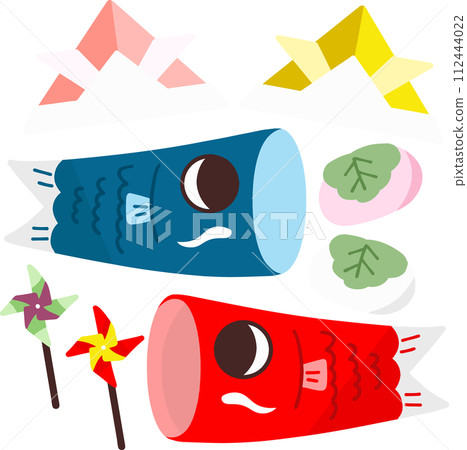 兒童節和男孩節的插圖集-帶陰影的 3D 112444022