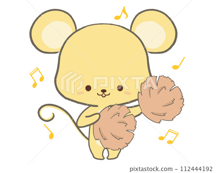 Illustration of a rat with pompoms 112444192