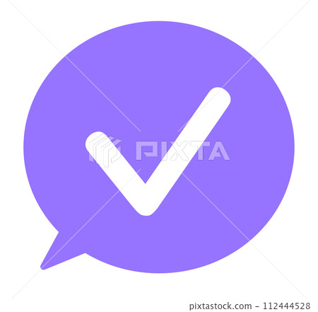Simple purple checkmark and speech bubble Simple purple checkmark and speech bubble 112444528