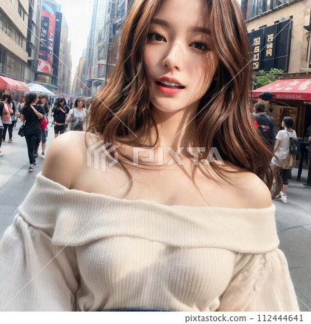 Big breasted lady in knit 112444641