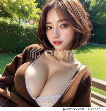 Big breasted lady in knit 112444716