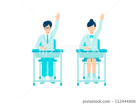 High school students raising their hands 112444806