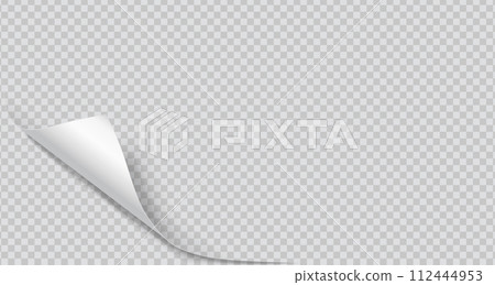 Curled corner of paper with shadow realistic illustration Curled corner of paper with shadow realistic illustration 112444953