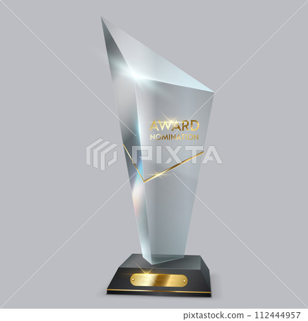 Glass trophy with ornament and glare vector illustration Glass trophy with ornament and glare vector illustration 112444957