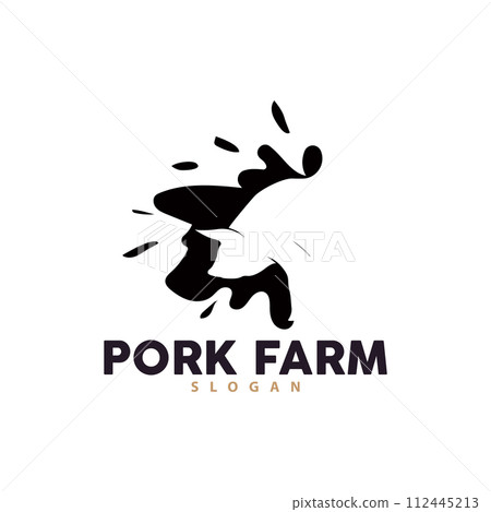 Pig logo grilled pork pig simple rustic stamp vector emblem livestock barbecue BBQ vintage design inspiration 112445213